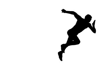 silhouette of a person running on a white background