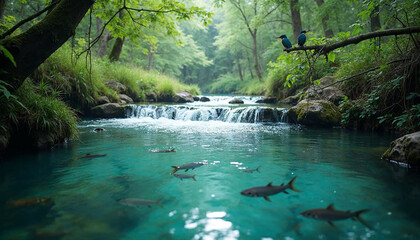 Naklejka premium waterfall in the jungle