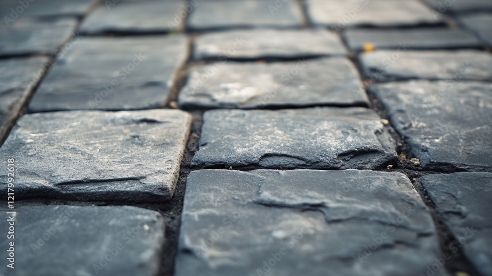 Poster close-up of grey stone paving creating textured pathway