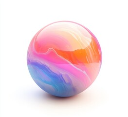Colorful glossy sphere with pastel swirls.