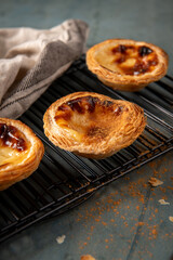 Golden-brown Portuguese custard tarts