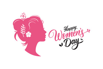 Women's Day Greeting Card with Elegant Silhouette and Floral Accents. omen's Day, greeting card designs, and minimalist illustrations.