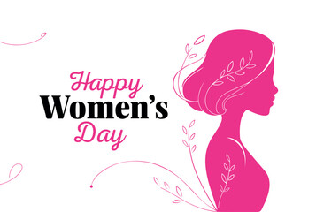 Women's Day Greeting Card with Elegant Silhouette and Floral Accents. omen's Day, greeting card designs, and minimalist illustrations.