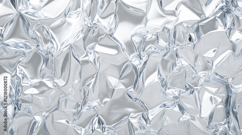 Poster abstract crumpled silver foil texture. ideal for backgrounds, adding a reflective or metallic elemen