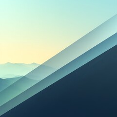 Abstract mountain landscape at sunrise with overlaid diagonal lines.