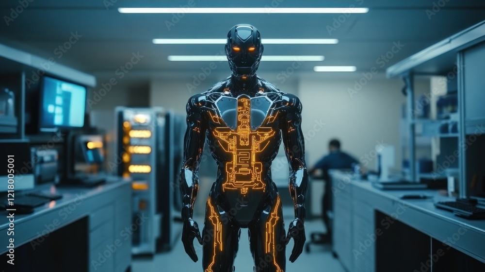 Poster futuristic robot in a high-tech laboratory