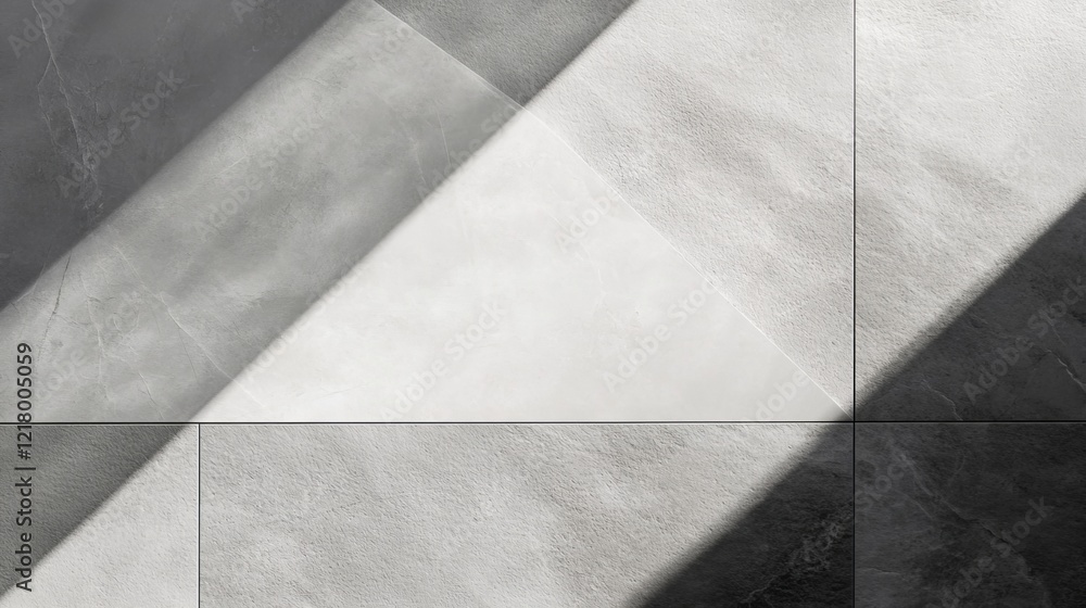 Aufkleber Geometric texture overlay effect with organic diagonal shadow and light caustic pattern on a white wall, creating a modern and artistic visual for mockups and design projects