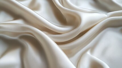 Obraz premium Creamy satin fabric with elegant folds and drapes. Ideal for luxury, fashion, and beauty designs.