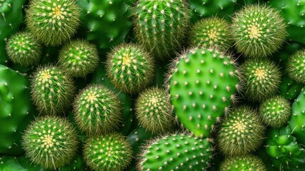 Obraz premium Cacti thrive in lush garden surroundings under bright sunlight