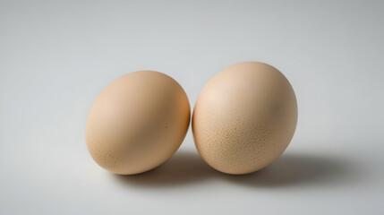 Two eggs, close-up, white background, food photography