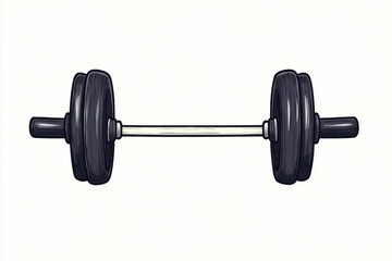 A black and white drawing of a barbell with a white handle