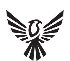 Simple eagle logo on black and white background