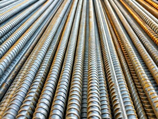 Minimalist Gray Rebar Texture: Industrial Metal Background for Construction