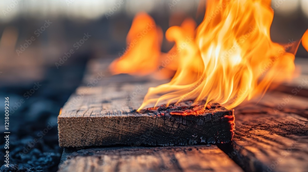 Poster intense close up of dancing flames in a warm and inviting fire creating a cozy atmosphere with glowi