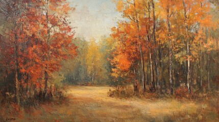 Fototapeta premium Vibrant Autumn Forest with Sunlit Foliage