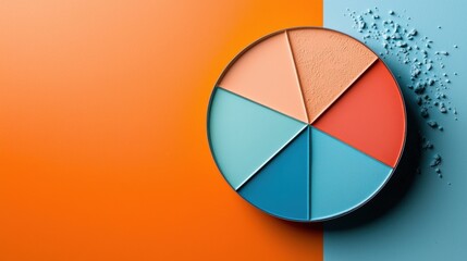 Fototapeta premium A vibrant pie chart showing preferences for matte versus dewy finishes in men's products