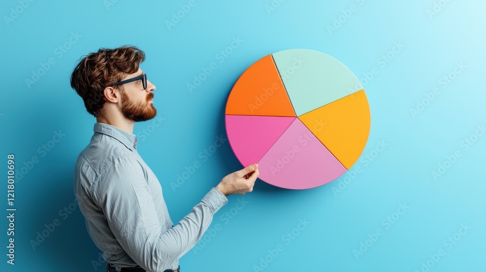 Aufkleber a vibrant pie chart comparing men's preferences for all-in-one versus targeted products