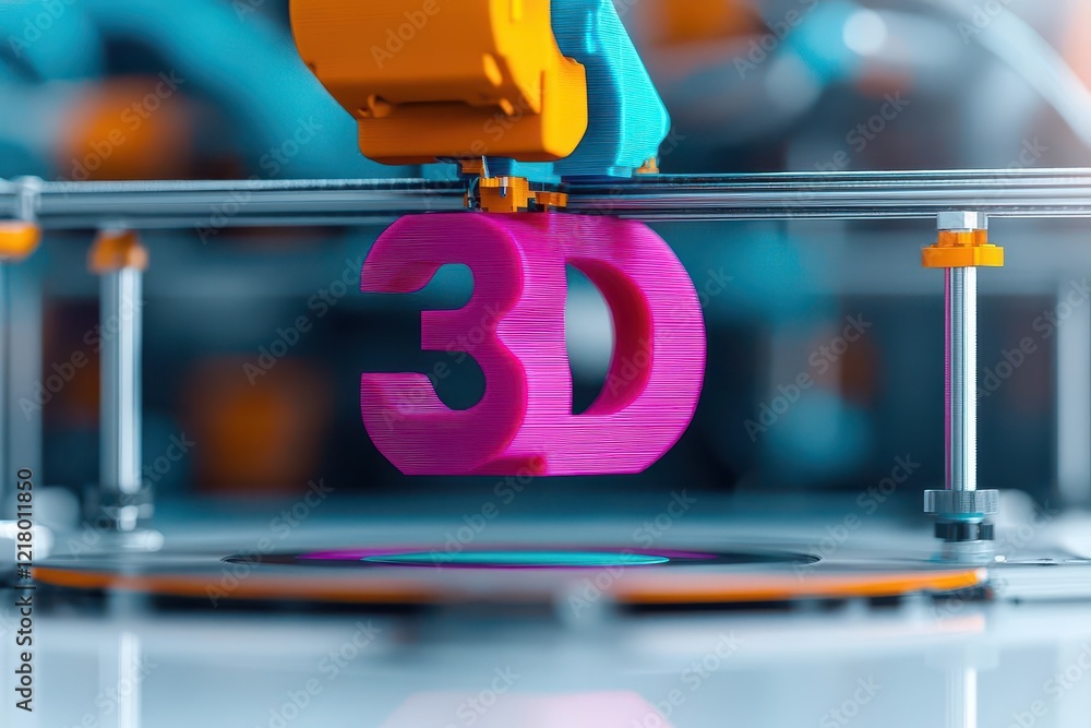 Fototapete A depiction of advanced 3D printing technology creating a functional robotic arm in realtime, industrial and sleek