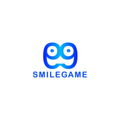 Smiling game pad logo vector isolated 