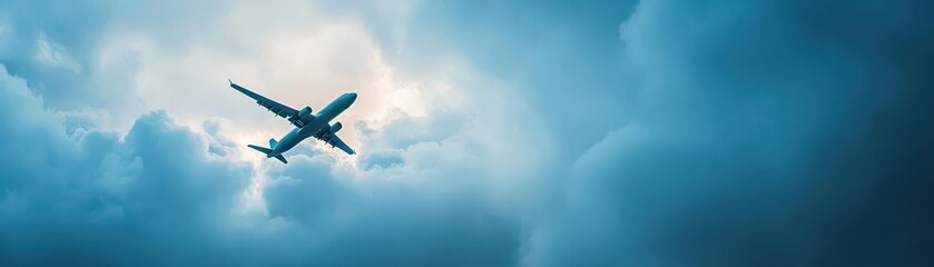 A dramatic shot of an airplane breaking through stormy clouds, highlighting resilience
