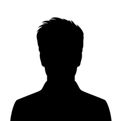 Anonymous Profile Silhouette: A strong, simple silhouette of a person's head and shoulders, ideal for representing anonymity, privacy, or a placeholder for a user profile. 