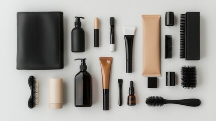 Obraz premium A serene flat lay of grooming products and accessories for a polished look