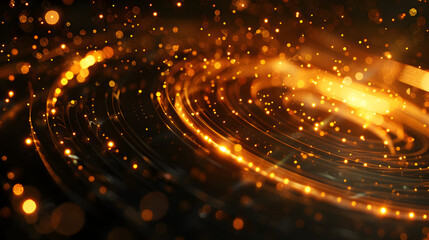 A swirling pattern of golden particles creating a dynamic and vibrant visual effect.
