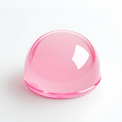 Fototapeta premium Pink translucent sphere, glossy surface, smooth texture. Studio shot on white background.