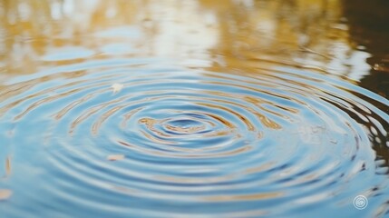 Leaves Gently Floating on Pond Water with Warm Reflections