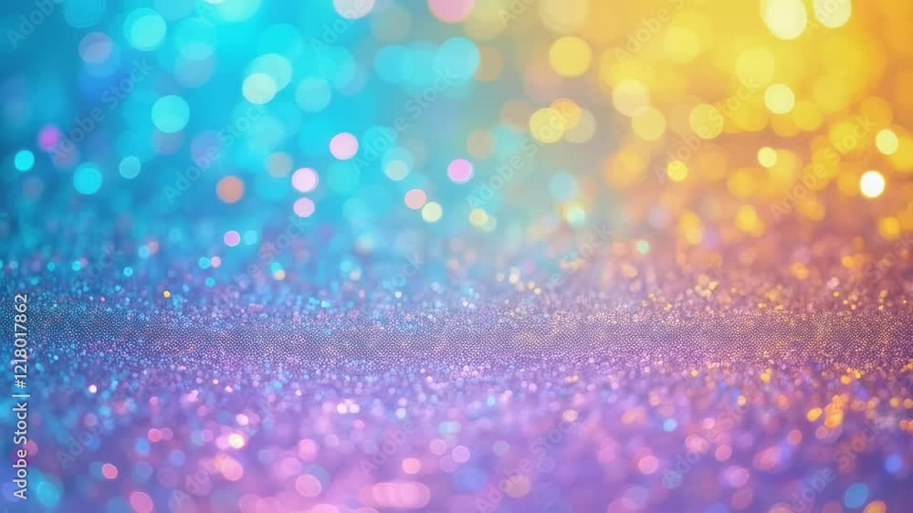 Poster shimmering bokeh background in vibrant colors: a dreamy abstract backdrop of multicolored glitter an
