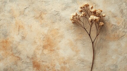 Dried Flowers on a Beige Textured Background