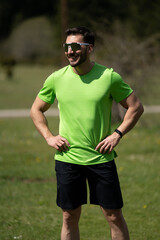 Fit Man Enjoying A Bright Sunny Day Outside