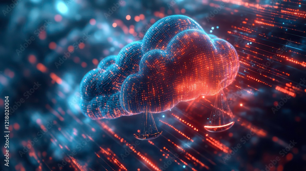 Leinwandbilder abstract cloud computing data security concept with scales of justice.