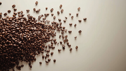 One clean, white wall with a coffee beans, adding texture.