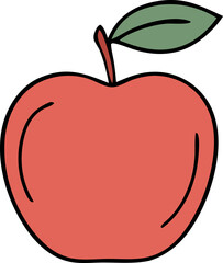 red apple with leaf