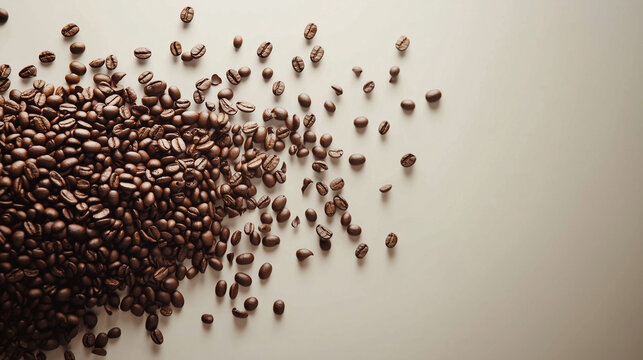 One clean, white wall with a coffee beans, adding texture.