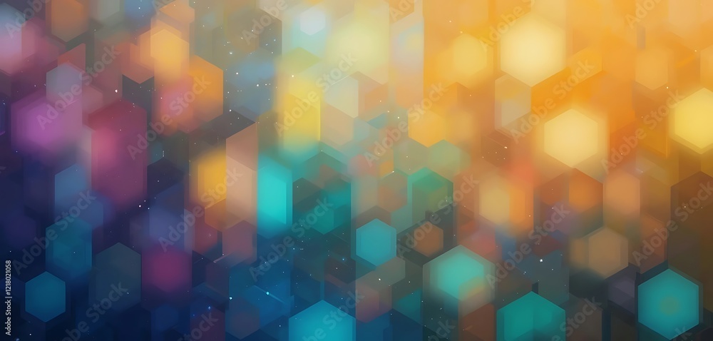 Poster abstract hexagon pattern in warm and cool colors