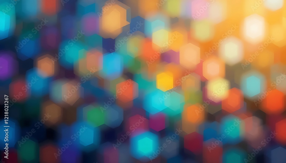 Poster abstract hexagonal bokeh lights colorful background