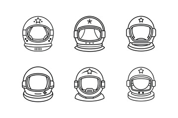 astronaut helmet icon line art vector illustration