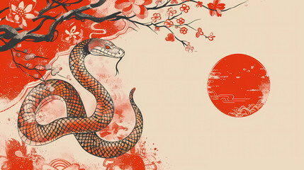 Obraz premium 2025 Year of the Snake ,Chinese new year background.
