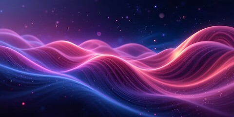 Obraz premium Abstract Pink And Blue Wavy Lines Glowing In The Dark