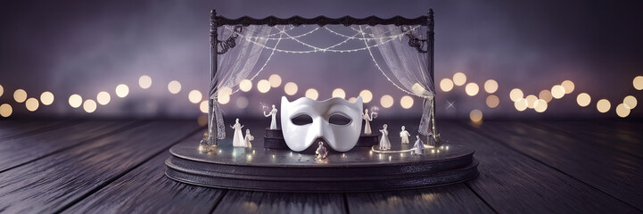 Miniature Stage Masquerade Mask Fairy Lights Theater Performance