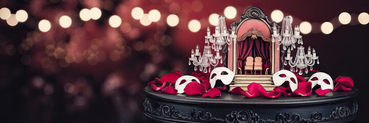 Romantic Opera Masquerade Rose Petals Masks Stage