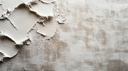 White Impasto Paint on Textured Canvas Background