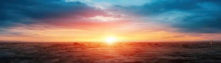 Fototapeta premium A postapocalyptic wasteland with remnants of civilization scattered, dramatic shadows and vast skies