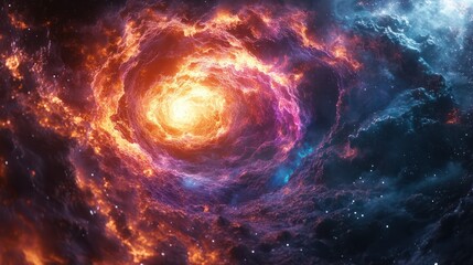 Cosmic Nebula: A Fiery Vortex of Celestial Wonders