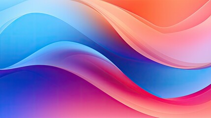 Obraz premium Abstract wavy design with gradients of blue, pink, and orange for backgrounds or graphics.