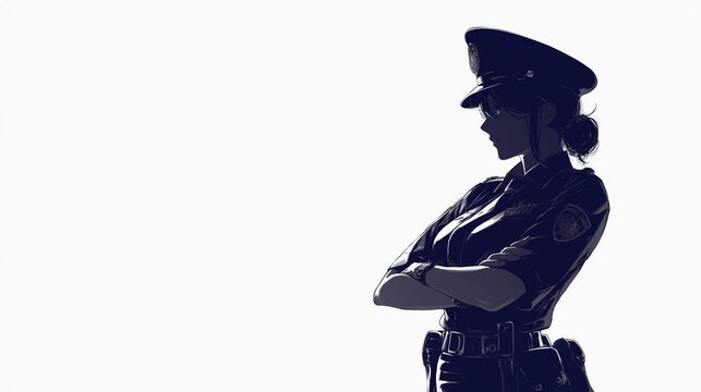 女性警察官の黒いシルエット24