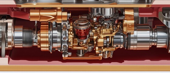 Detailed cutaway of transmission gears