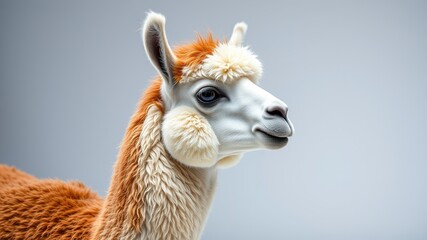 Obraz premium Calm Llama Portrait - Minimalist White Background